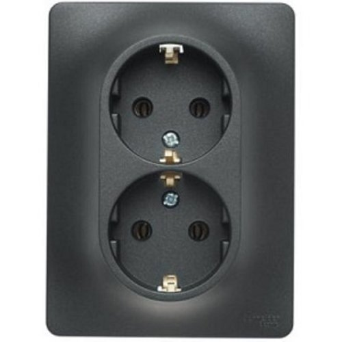 Розетка с заземлением Systeme Electric Glossa 1-м. 2 мод. антрацит картинка фото 2