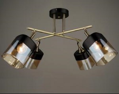 Люстра потолочная четырехрожковая Мелодия Света Стаканчики Е27 Черный/золотой фото Люстра потолочная четырехрожковая Мелодия Света Стаканчики Е27 Черный/золотой картинка