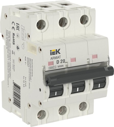 Выключатель автоматический IEK ARMAT M06N 3п 20А D 6кА картинка