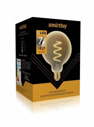 Лампа светодиодная филаментная Ретро Smartbuy ART G125 E27 220В 7Вт 3000К картинка 