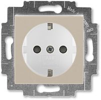 Розетка с заземлением без рамки ABB EPJ Levit 1-м. шторки кофе макиато/белый картинка