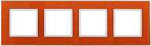 Рамка универсальная Эра Elegance 4-м. стекло оранжевое/белый картинка
