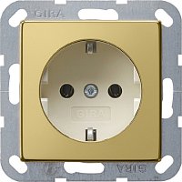 Розетка с заземлением без рамки Gira ClassiX 1-м. 16А латунь/кремовый