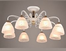 Люстра потолочная восьмирожковая Мелодия Света Е27 Белый/золотой картинка 