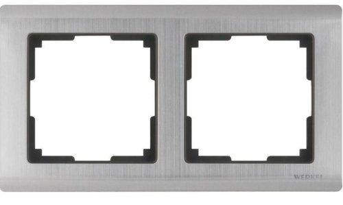 Рамка универсальная Werkel Metallic 2-м. металл глянцевый никель картинка фото 2