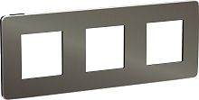 Рамка универсальная Schneider Electric Unica Studio Metal 3-м. никель/антрацит картинка