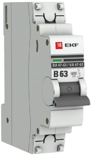 Выключатель автоматический EKF PROxima ВА47-63 1п 63А B 6кА картинка