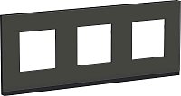 Рамка горизонтальная Schneider Electric Unica Studio Pure 3-м. стекло черное стекло/антрацит