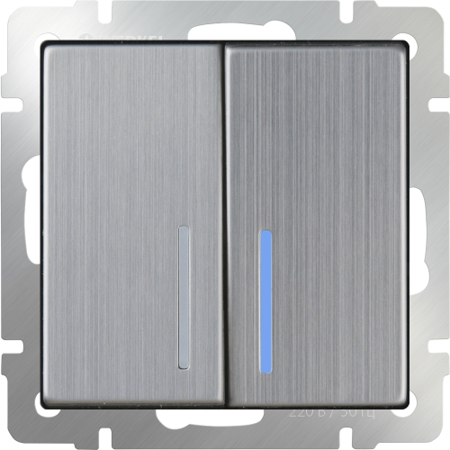Переключатель с подсветкой без рамки Werkel 2-кл. проходной глянцевый никель картинка фото 3