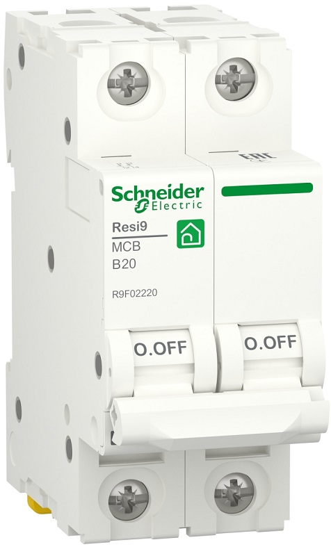 Выключатель автоматический Schneider Electric Resi9 2п 20A B 6кА 