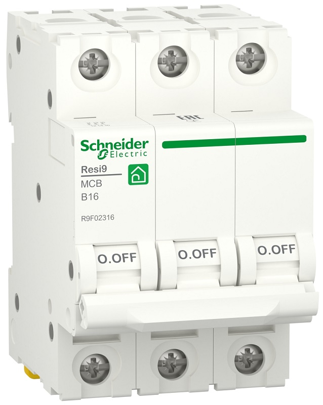 Выключатель автоматический Schneider Electric Resi9 3п 16A B 6кА 