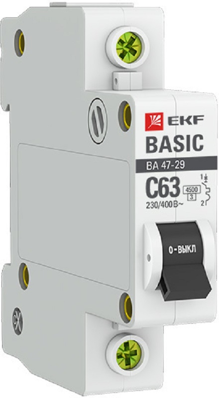 Выключатель автоматический EKF BasicM ВА 47-29 1п 63А C 4.5кА