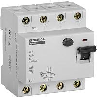 Выключатель дифференциального тока УЗО IEK GENERICA ВД1-63 4п 25А 30мА 4,5,кА тип AC картинка