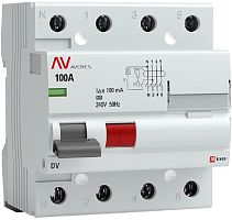 Выключатель дифференциального тока УЗО EKF Averes DV 4п 100А 100мА 10кА тип AC картинка