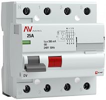Выключатель дифференциального тока УЗО EKF Averes DV 4п 25А 300мА 10кА тип AC картинка