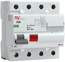 Выключатель дифференциального тока УЗО EKF Averes DV 4п 25А 100мА 10кА тип AC-S картинка