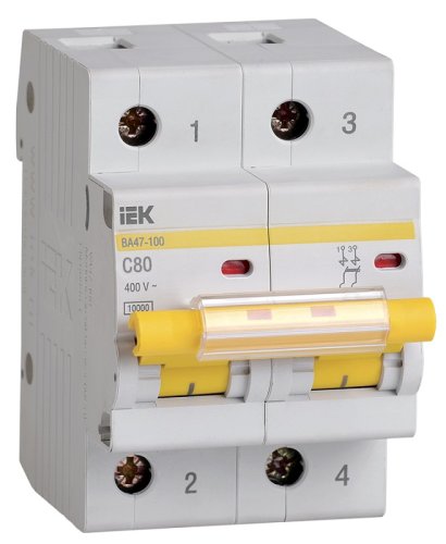 Выключатель автоматический IEK ВА47-100 2п 80А С 10кА картинка