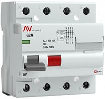 Выключатель дифференциального тока УЗО EKF Averes DV 4п 63А 300мА 10кА тип AC картинка