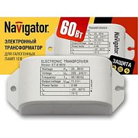 Трансформатор электронный для галогеновых ламп Navigator 12В 5А 60Вт IP20 Серый 220В картинка 