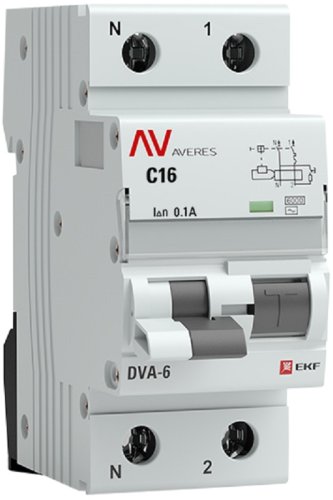 Автомат дифференциального тока АВДТ EKF Averes DVA-6 2п 16А 100мА 6кА C тип AC картинка