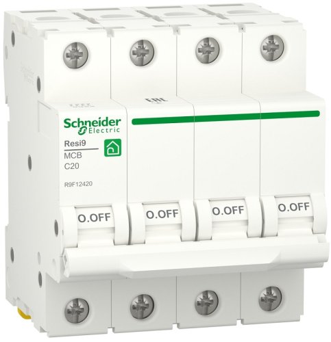 Выключатель автоматический Schneider Electric Resi9 4п 20A C 6кА  картинка