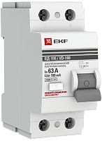Выключатель дифференциального тока УЗО EKF PROxima ВД-100 2п 63А 100мА 4,5,кА тип AC картинка