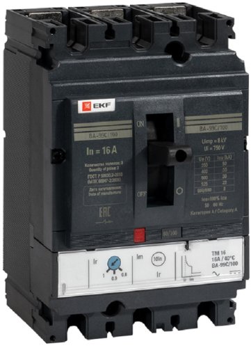Выключатель автоматический в литом корпусе EKF Compact NS ВА-99C 3п 12,5А 36кА картинка
