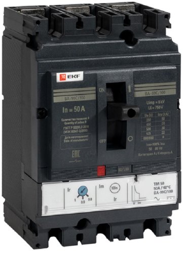 Выключатель автоматический в литом корпусе EKF Compact NS ВА-99C 3п 50А 36кА картинка